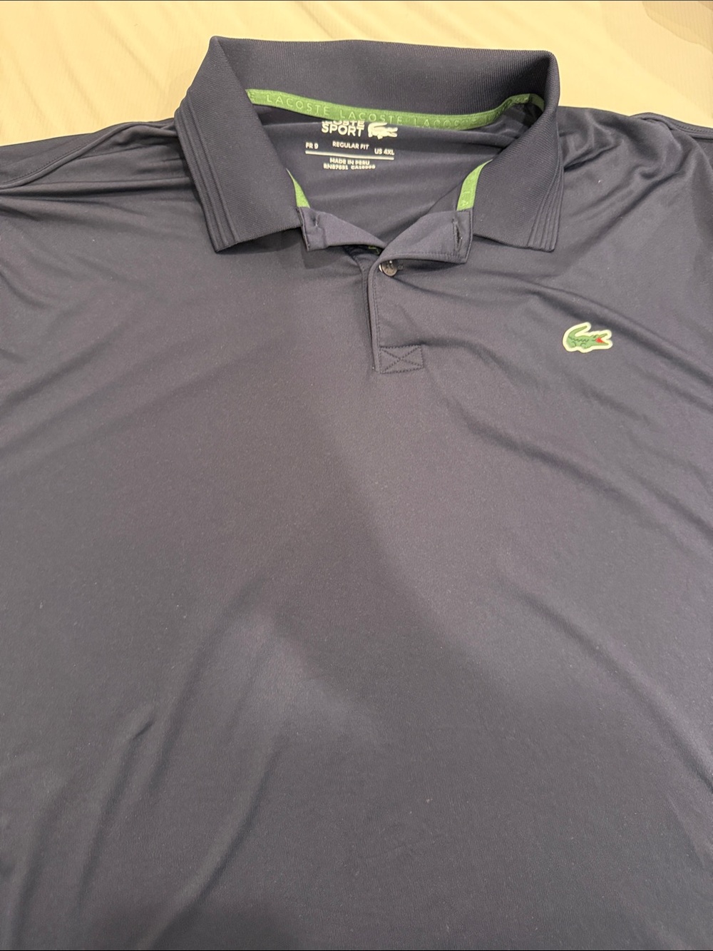 Lacoste Men’s Navy Blue Polo Shirt Green Crocodile Logo 4XL